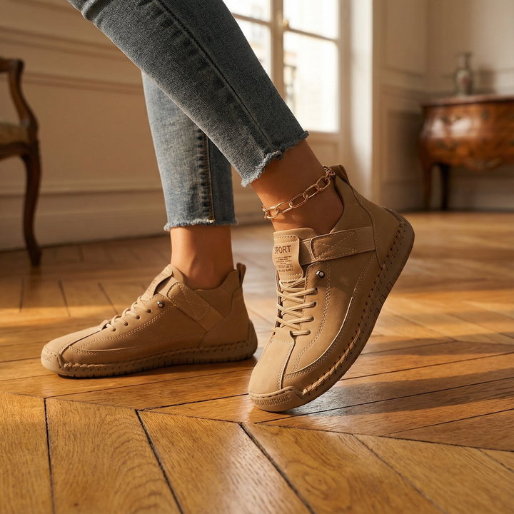 Naisten mukavat vegaaniset nahkaiset nauhalenkkarit