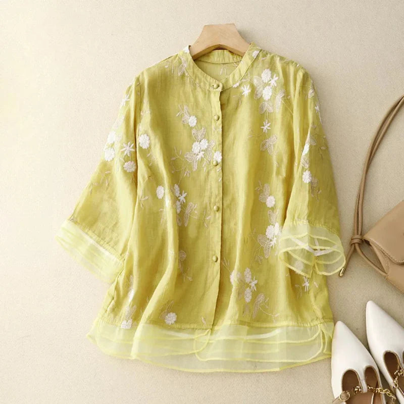 Women’s Embroidered Cotton Breathable Blouse