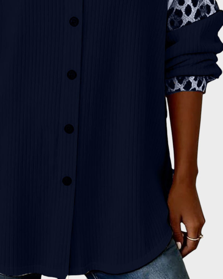 Chemisier boutonné à imprimé léopard doux pour femme