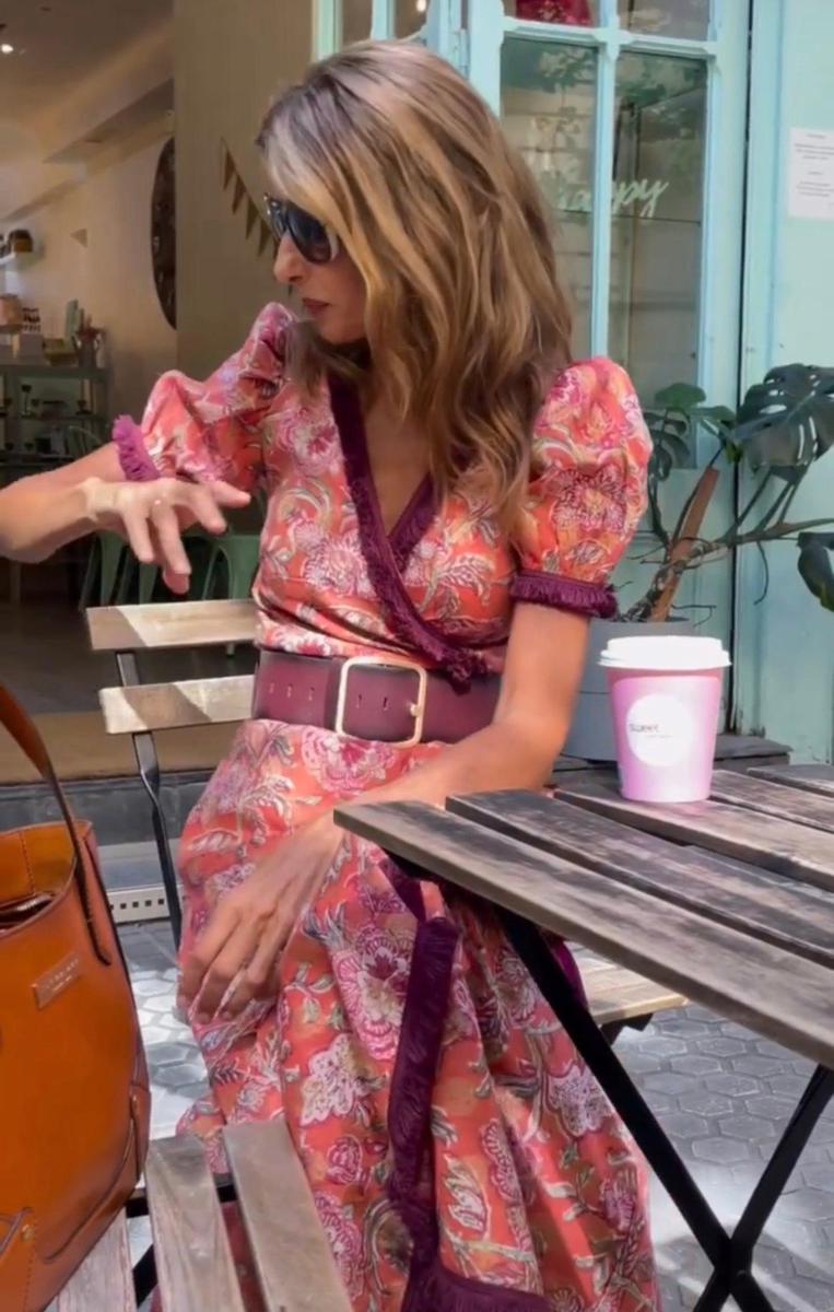 Wrap Midi Dress with Puff Sleeves for Women