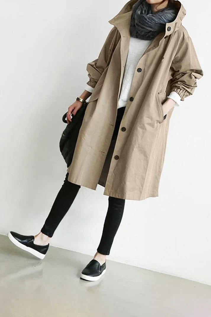 Women’s Long Insulated Hooded Coat with Water-Repellent Fabric
