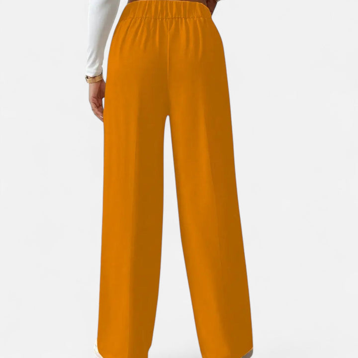 Lifestyle High Waist Wide Leg Pants Women Polyester Blend Button-Detail Refined Silhouette