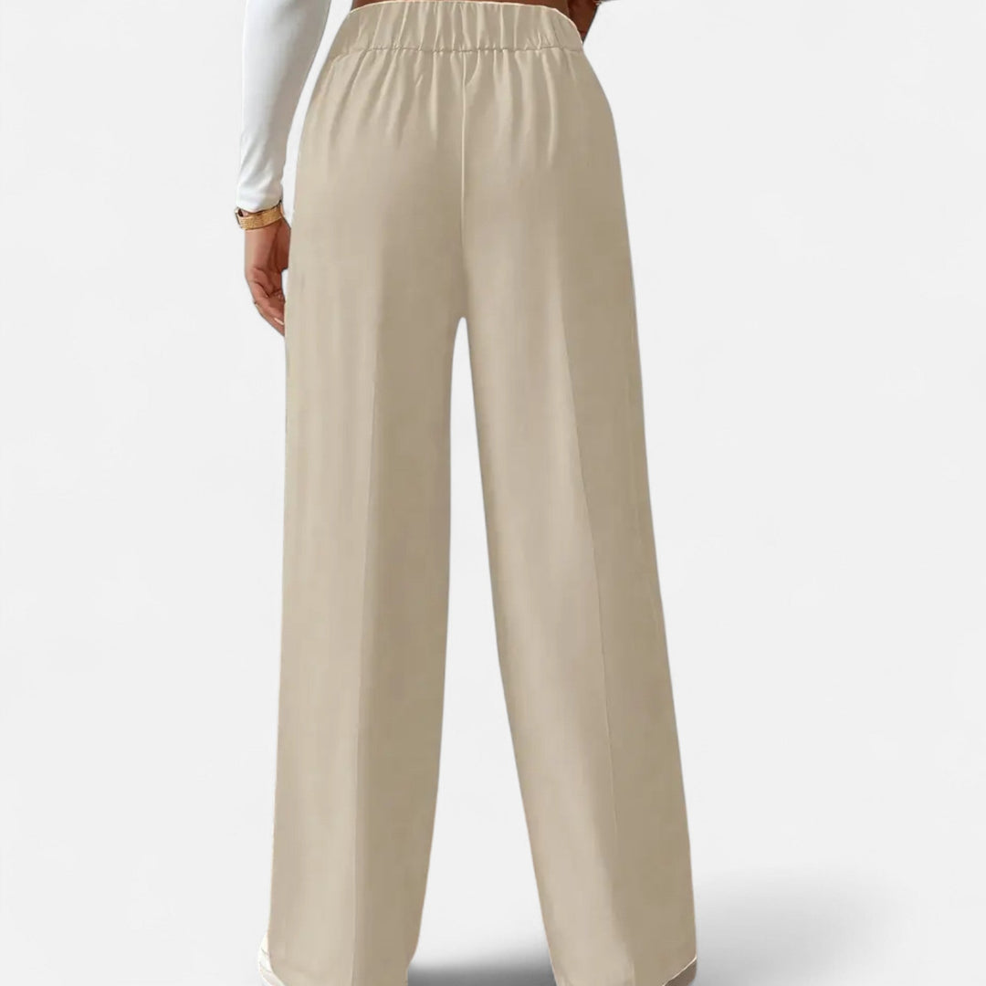 Lifestyle High Waist Wide Leg Pants Women Polyester Blend Button-Detail Refined Silhouette