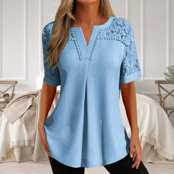Women's Lightweight Summer Blouse with Lace Sleeves