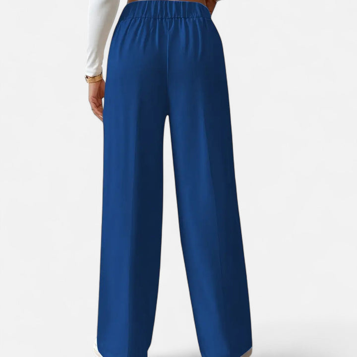 Lifestyle High Waist Wide Leg Pants Women Polyester Blend Button-Detail Refined Silhouette