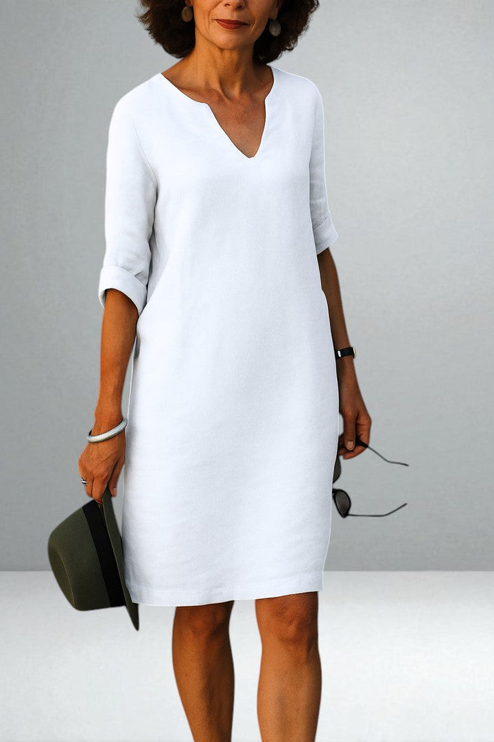 V-Neck Elegance Women's Dress | Flowing Silhouette & Flattering Fit