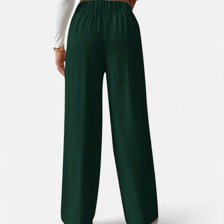 Lifestyle High Waist Wide Leg Pants Women Polyester Blend Button-Detail Refined Silhouette