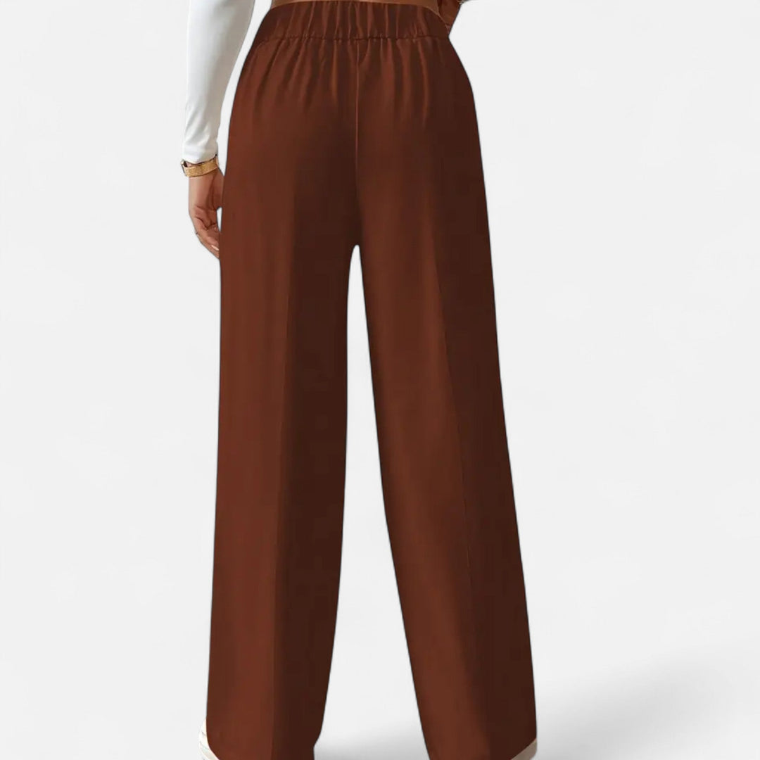 Lifestyle High Waist Wide Leg Pants Women Polyester Blend Button-Detail Refined Silhouette