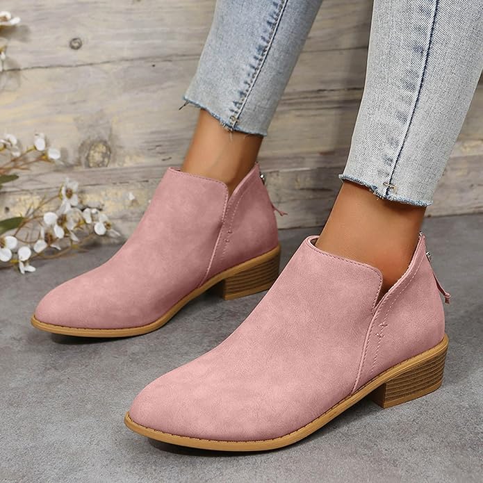 Women’s Comfortable Low-Heel Ankle Boots for Everyday Wear