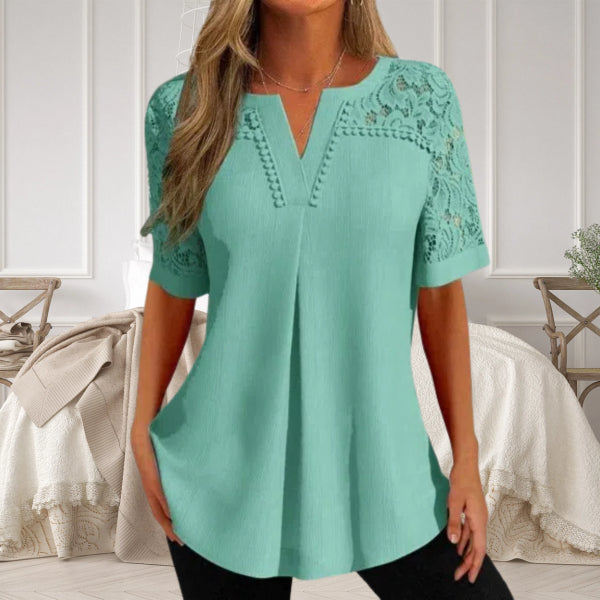 Women's Lightweight Summer Blouse with Lace Sleeves