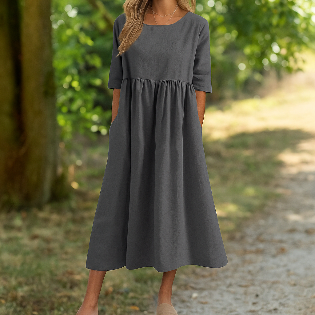 Lyhythihainen rento kesämekko naisille | Laskostettu, kevyt, hengittävä