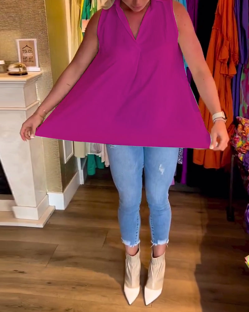 Women’s Sleeveless High-Low Flowy Blouse