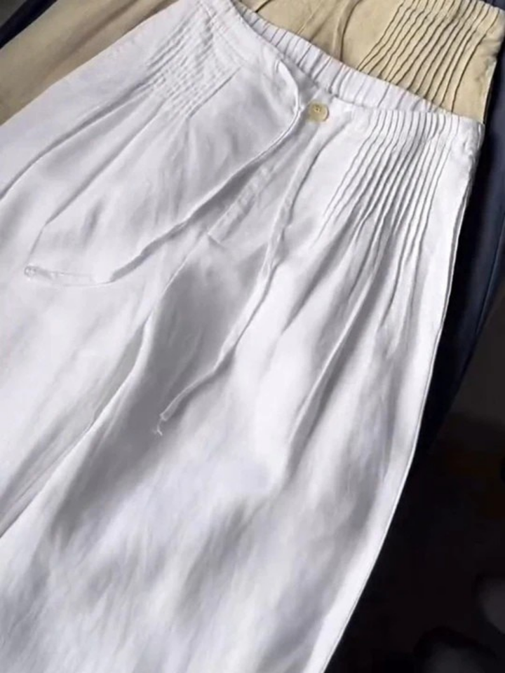 Wide-leg Trousers Cotton & Linen Blend Women Relaxed Fit Lightweight