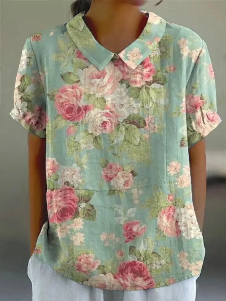 Retro Floral Casual Shirt Women | Lightweight,Breathable, Relaxed Fit