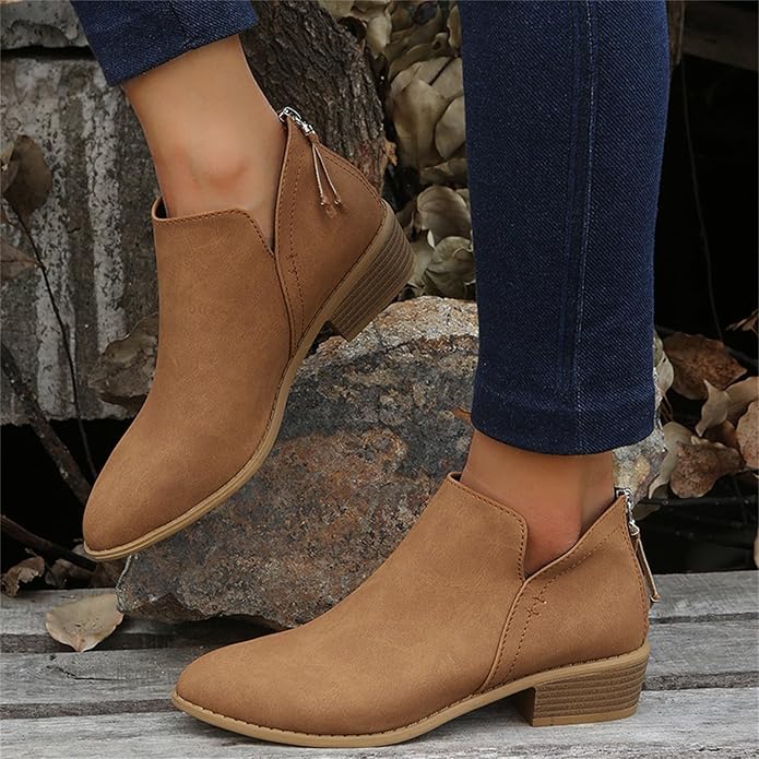 Women’s Comfortable Low-Heel Ankle Boots for Everyday Wear