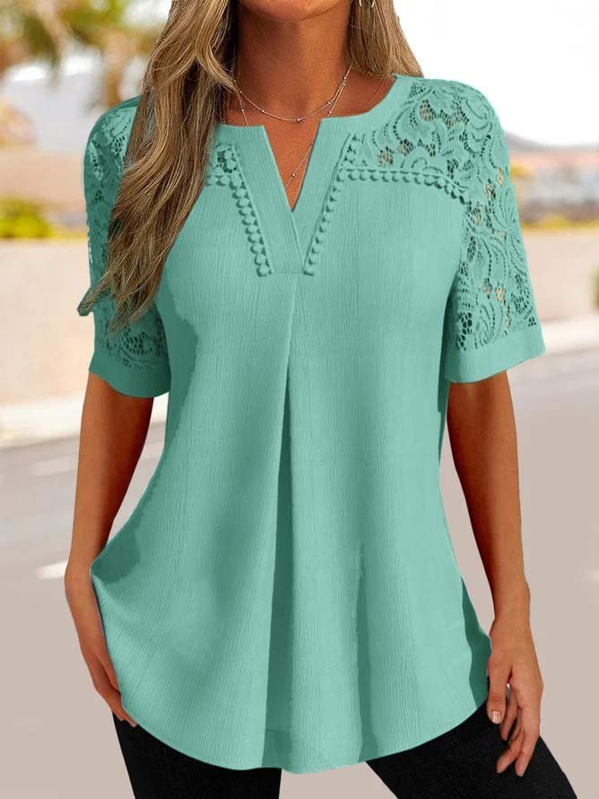 Women's Lightweight Summer Blouse with Lace Sleeves