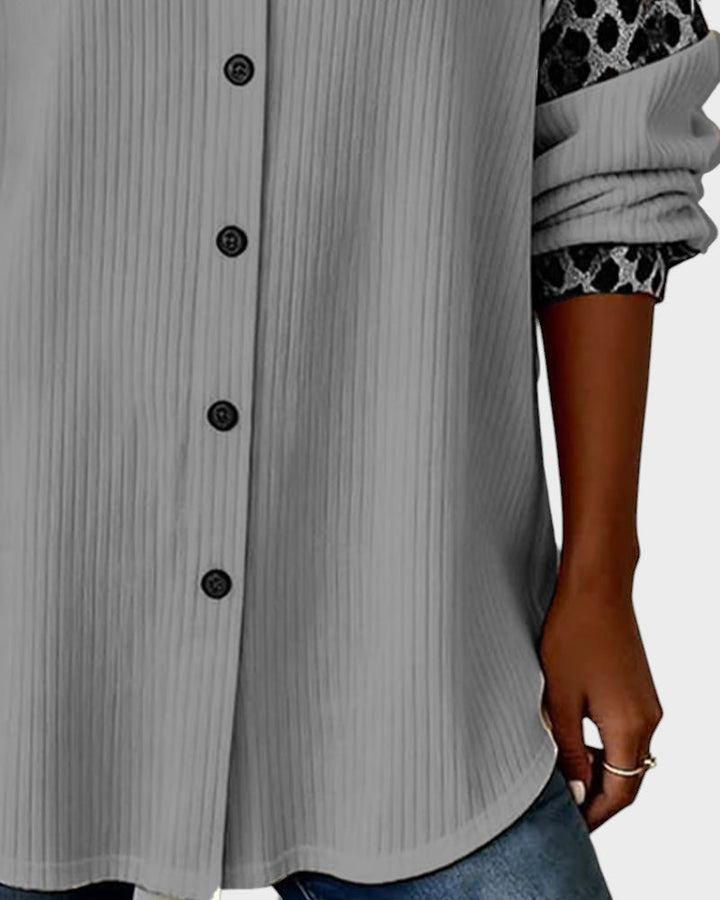 Chemisier boutonné à imprimé léopard doux pour femme