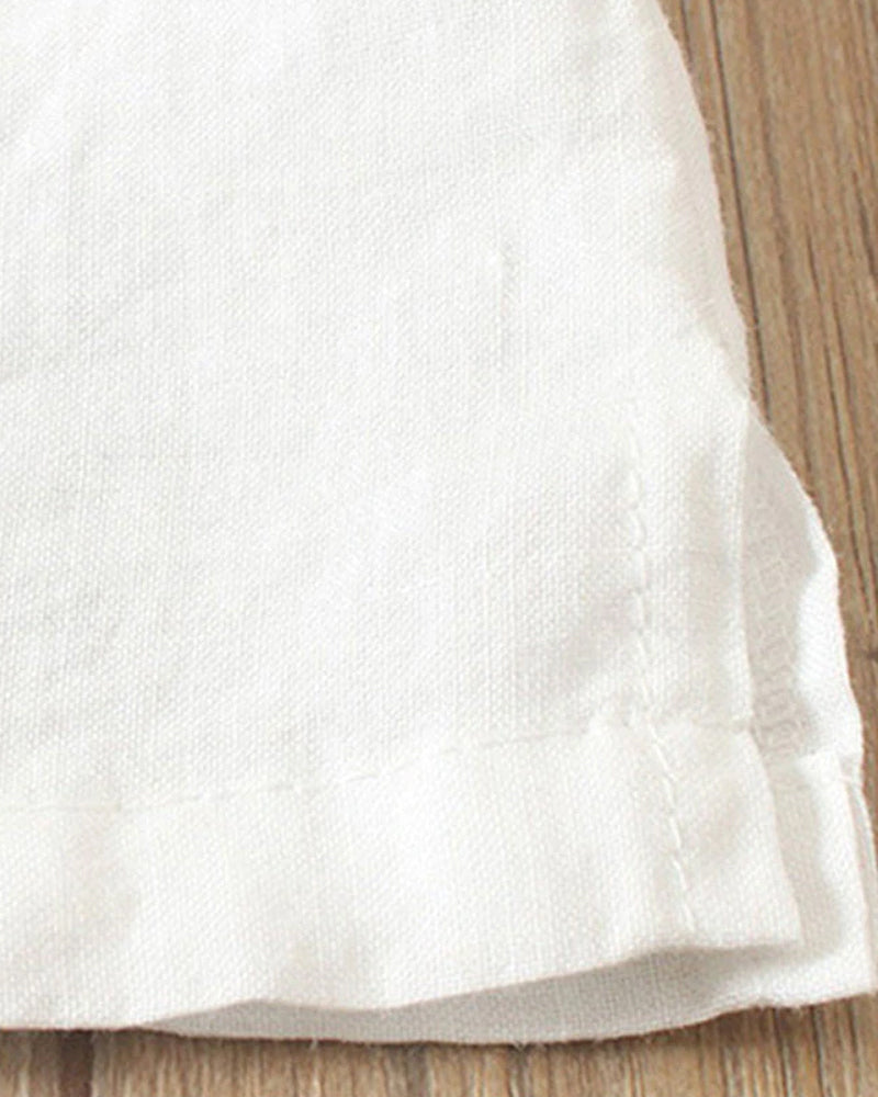 Classic Crew Neck T-Shirt Short Sleeve Unisex Cotton-Linen Relaxed Fit Breathable