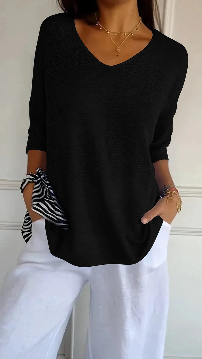 Everyday Comfort Ultra-Soft V-Neck Knit Top