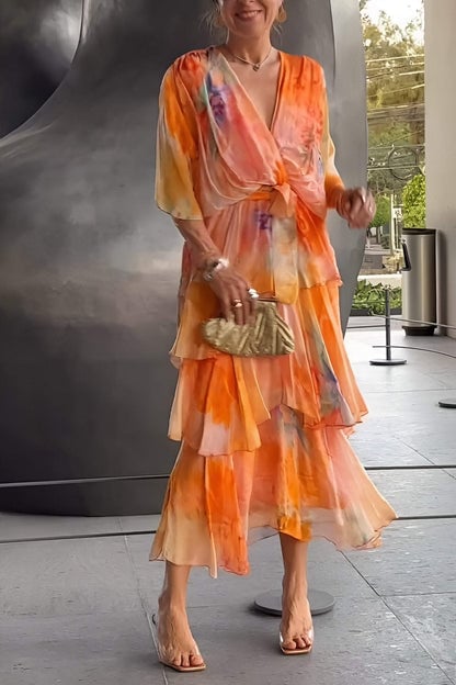 Elegant Bohemian Maxi Dress Women Chiffon-Polyester Flowing Bohemian Silhouette
