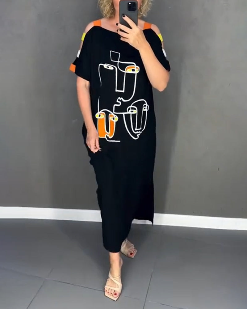 Bequemes schulterfreies Midikleid für Damen