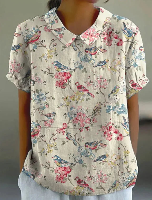Retro Floral Casual Shirt Women | Lightweight,Breathable, Relaxed Fit