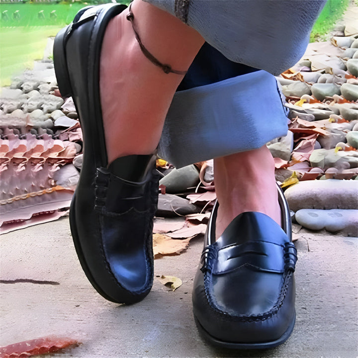 Mocassins orthopédiques en cuir dotés d'un soutien de la voûte plantaire et d'un amorti