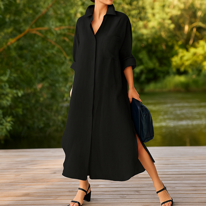 Oversized Linen Shirt Dress Women’s | Oversized Fit, Button-Down, Breathable