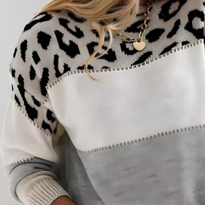 Women’s Cozy Leopard Print Knit Sweater for Everyday Comfort