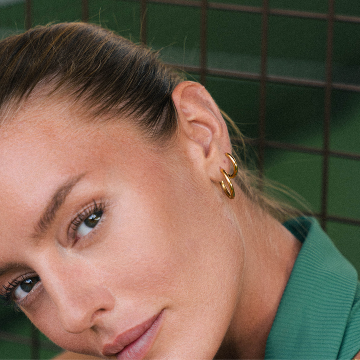 Women Earrings Classic 18K Gold Plated Stainless Steel Waterproof