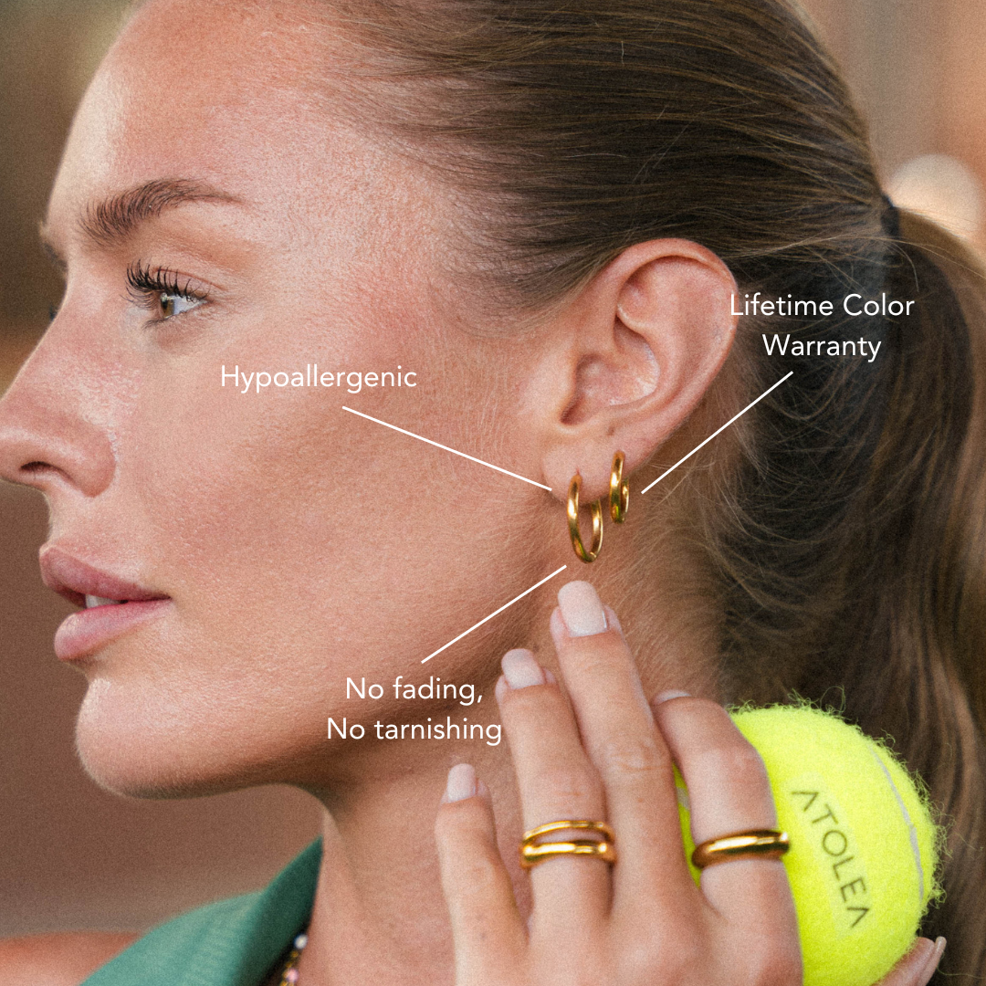 Women Earrings Classic 18K Gold Plated Stainless Steel Waterproof