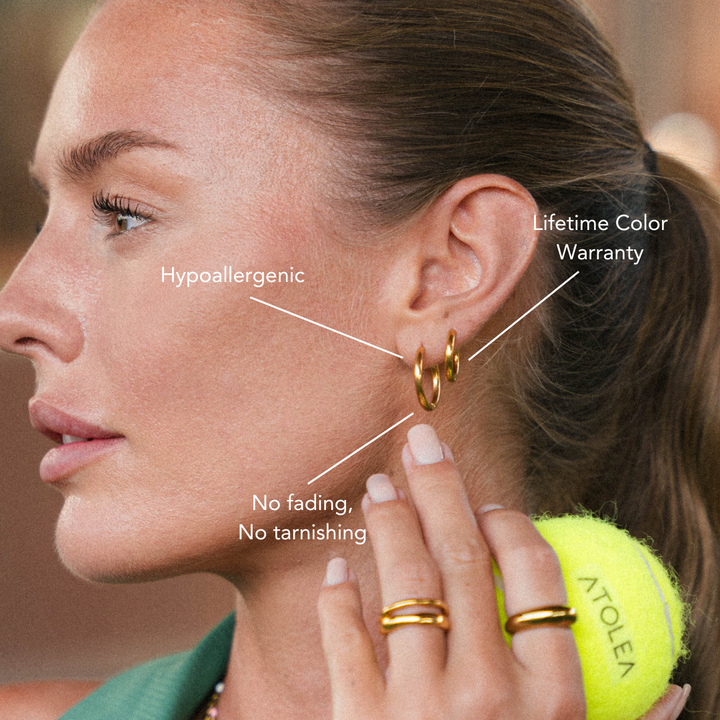 Women Earrings Classic 18K Gold Plated Stainless Steel Waterproof