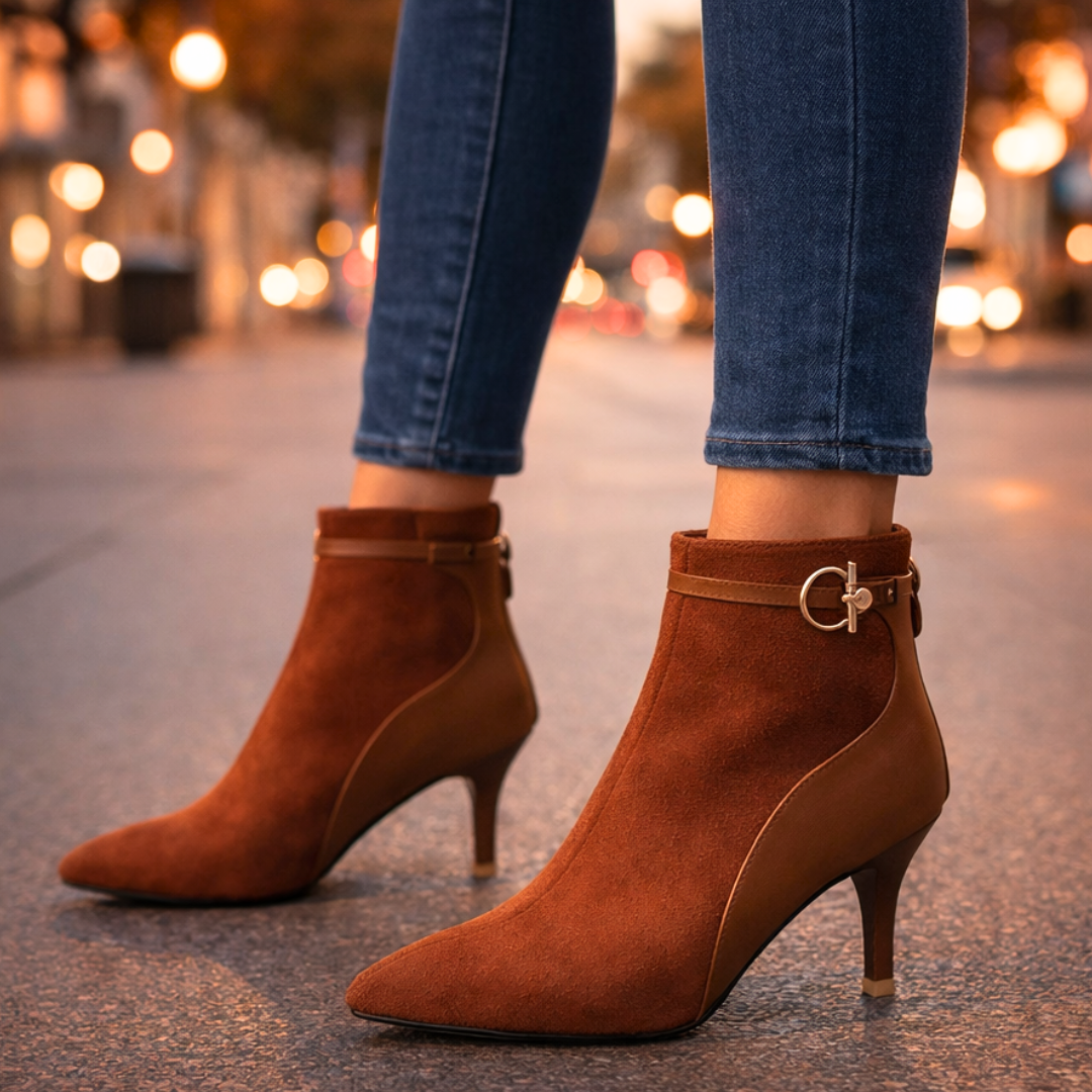 Women’s Stylish Heeled Ankle Boots with Convenient Zip Closure