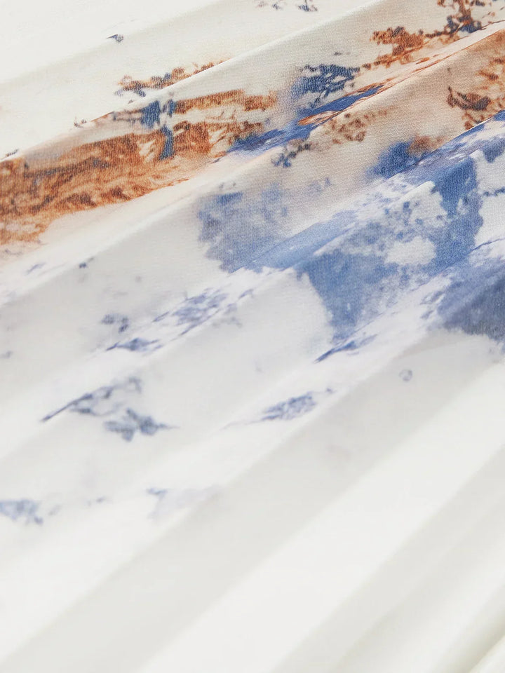 Damska sukienka maxi z dekoltem w szpic, bufiastymi rękawami, lekka