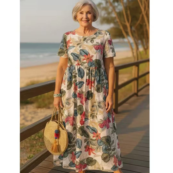 Breezy Floral Maxi Dress Women Polyester Blend Lightweight Flowy Comfortable