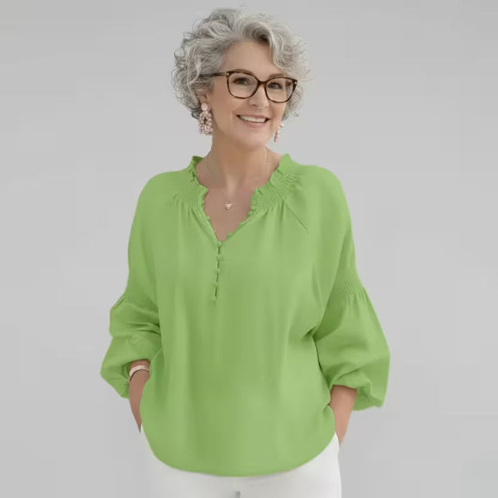 Relaxed Blouse Women's Polyester Smocked Lightweight Flowy Top