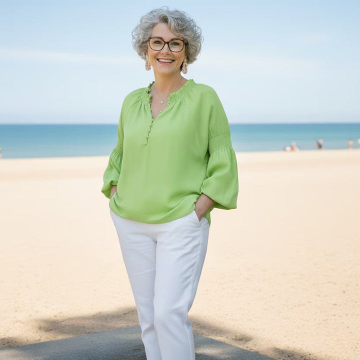 Relaxed Blouse Women's Polyester Smocked Lightweight Flowy Top