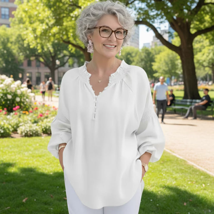 Relaxed Blouse Women's Polyester Smocked Lightweight Flowy Top