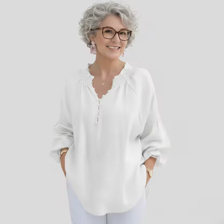 Relaxed Blouse Women's Polyester Smocked Lightweight Flowy Top