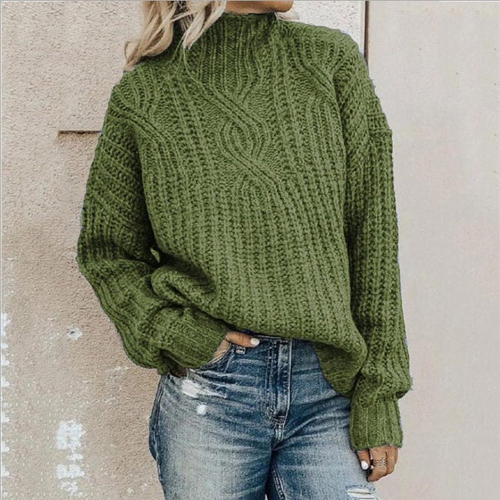 Chunky Ribbed Cable Knit Turtleneck Sweater