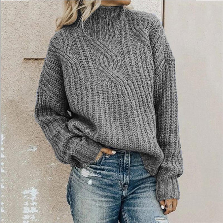 Chunky Ribbed Cable Knit Turtleneck Sweater