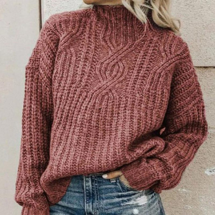 Chunky Ribbed Cable Knit Turtleneck Sweater