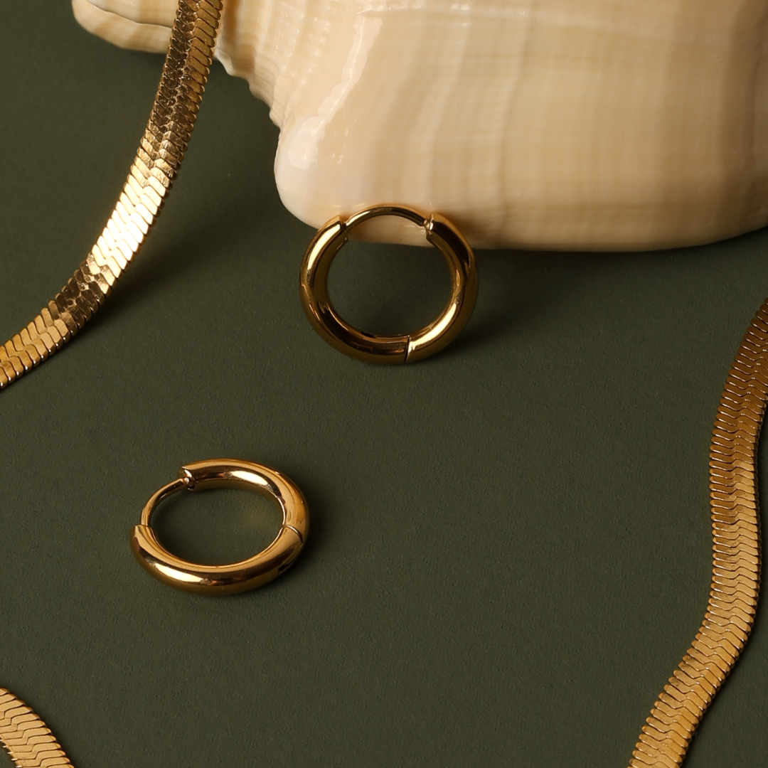 Women Earrings Classic 18K Gold Plated Stainless Steel Waterproof