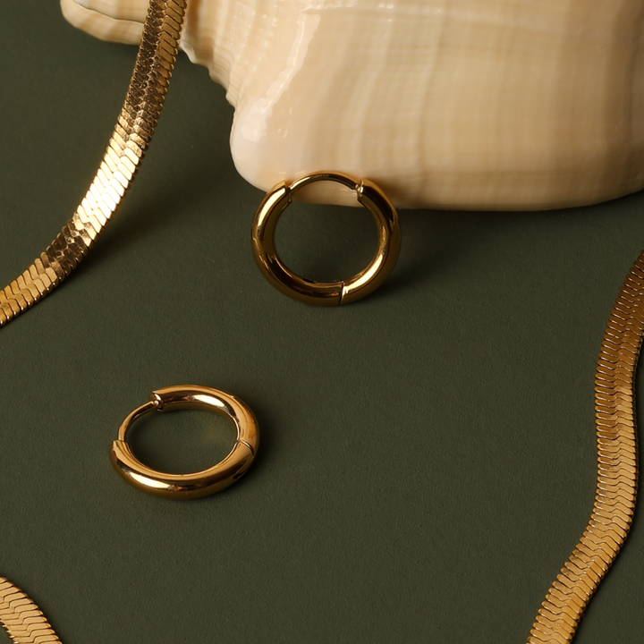 Women Earrings Classic 18K Gold Plated Stainless Steel Waterproof