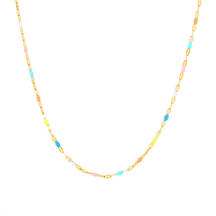 Women’s Choker Necklace Rainbow Crystal Stainless Steel Gold-Plated Adjustable