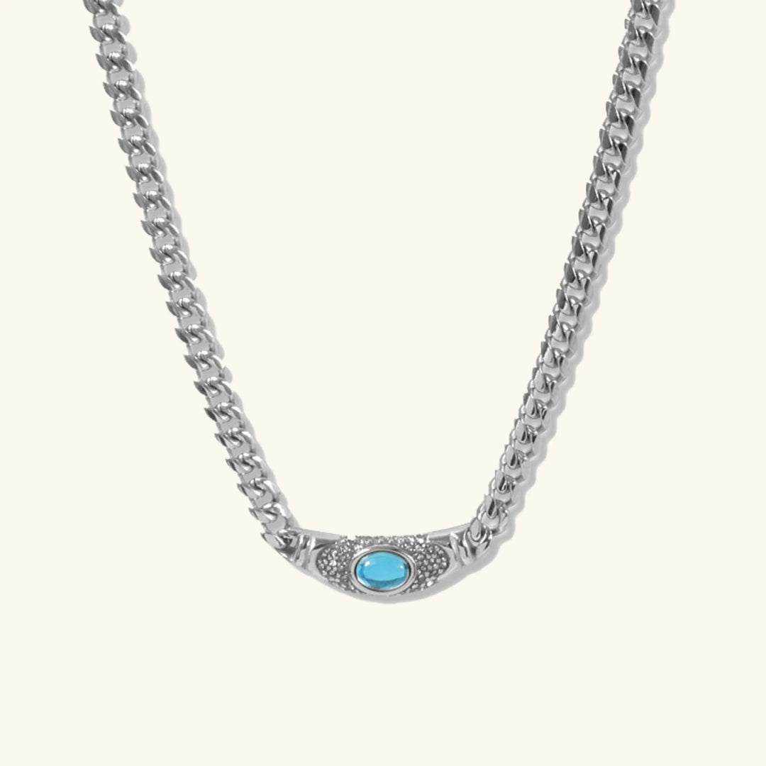 Vintage Necklace Pendant Women Stainless Steel Waterproof Gemstone