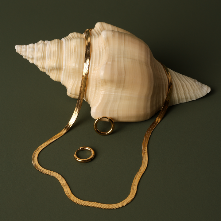 Women’s Choker Necklace Gold Herringbone Stainless Steel Adjustable