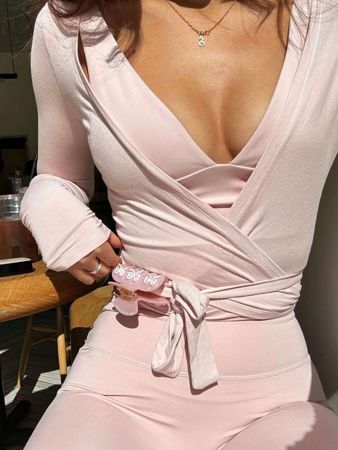 Women’s Lightweight V-Neck Wrap Top with Flattering Fit