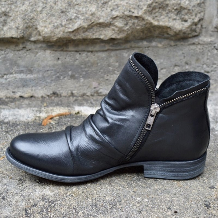 Bottines confortables pour femmes avec fermeture éclair latérale et petit talon