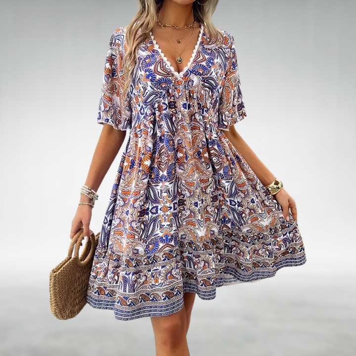 Women Mini Dress Paisley Print Lightweight
